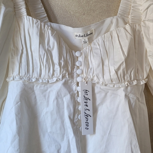 NWT FOR LOVE AND LEMONS AMANDA BUSTIER PUFF SLEEVE TOP BLOUSE - Picture 8 of 8